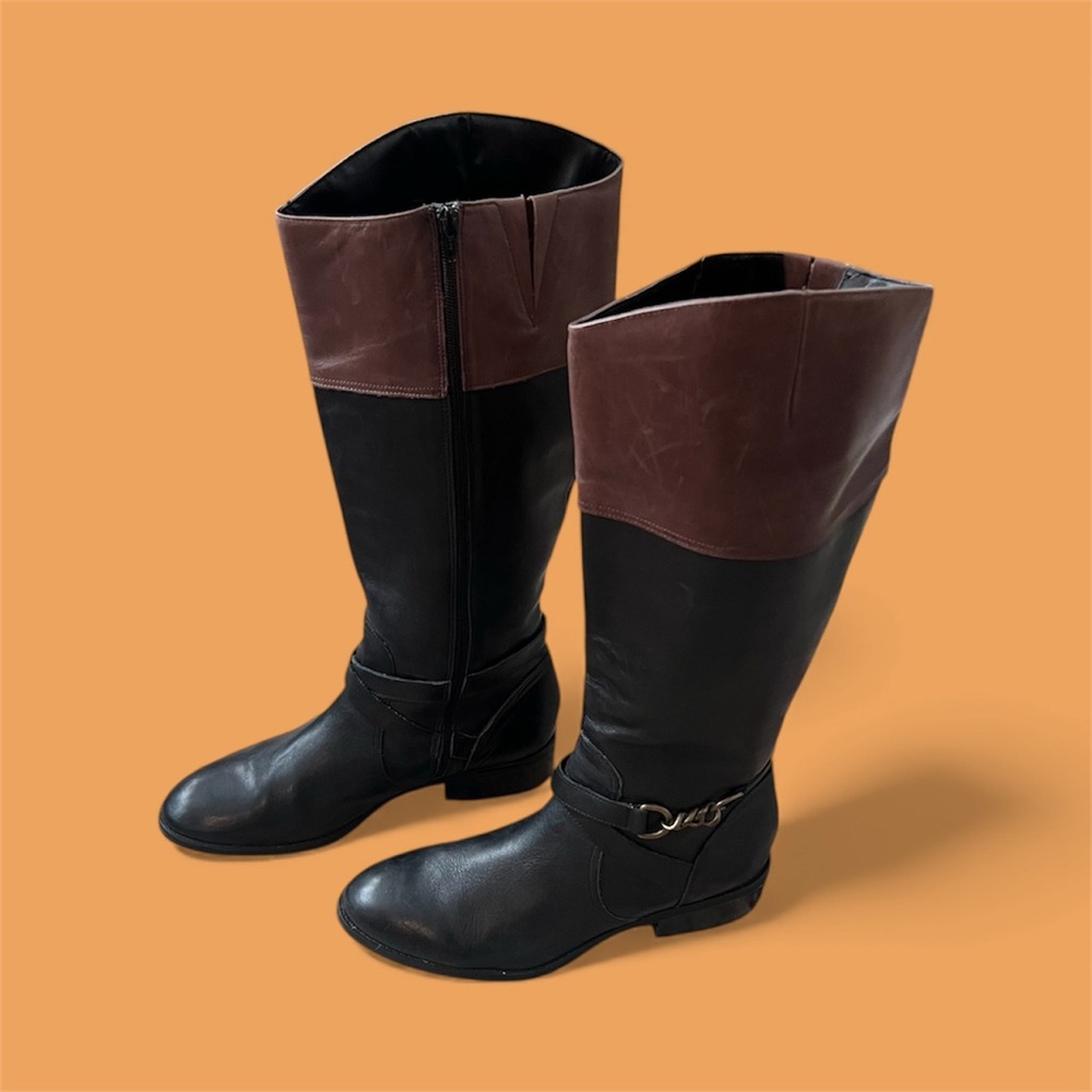 Women’s Ralph Lauren Black and Brown Riding Boots Size 11